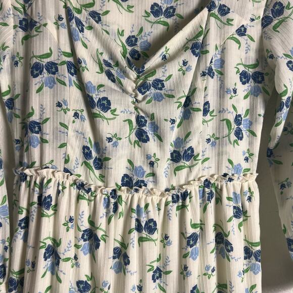 Sweet Baby Jamie Ivory Floral Print Tiered 3/4 Sleeve Midi Dress Size Medium - Picture 14 of 15